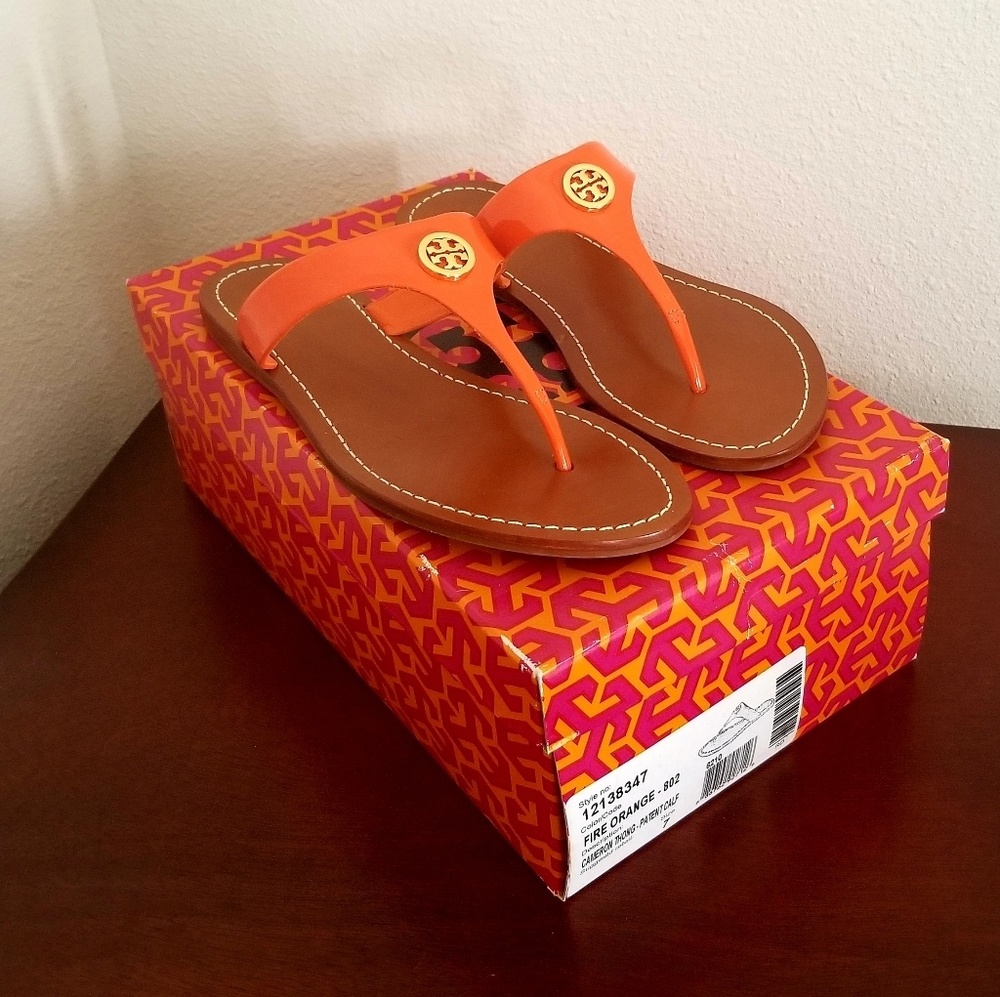 Tory Burch Fire Orange Cameron Thong Sandal